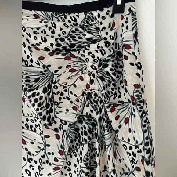 DKNY Skirt Midi Black Tan Chiffon Butterfly Floral Ruched Flowy Resort Y2K - Picture 5 of 8